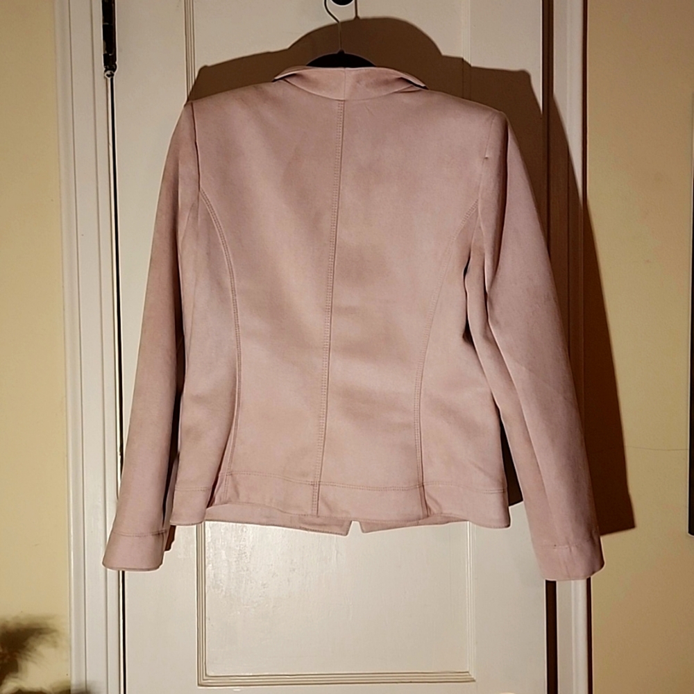 White House Black Market light pink faux suede double breast jacket - Picture 2 of 10